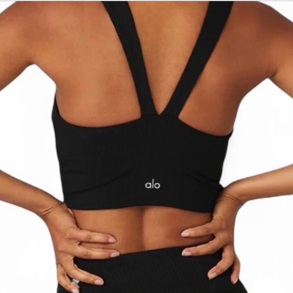 Alo black Alosoft Ribbed Chic Bra Tank - Picture 1 of 5